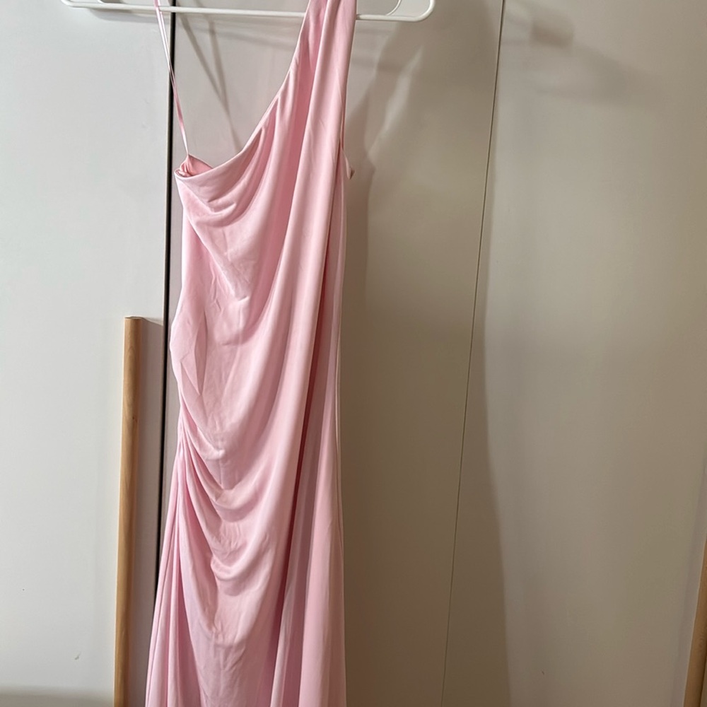 Olia One Shoulder Rushed Pink Midi Dress Women's Size S